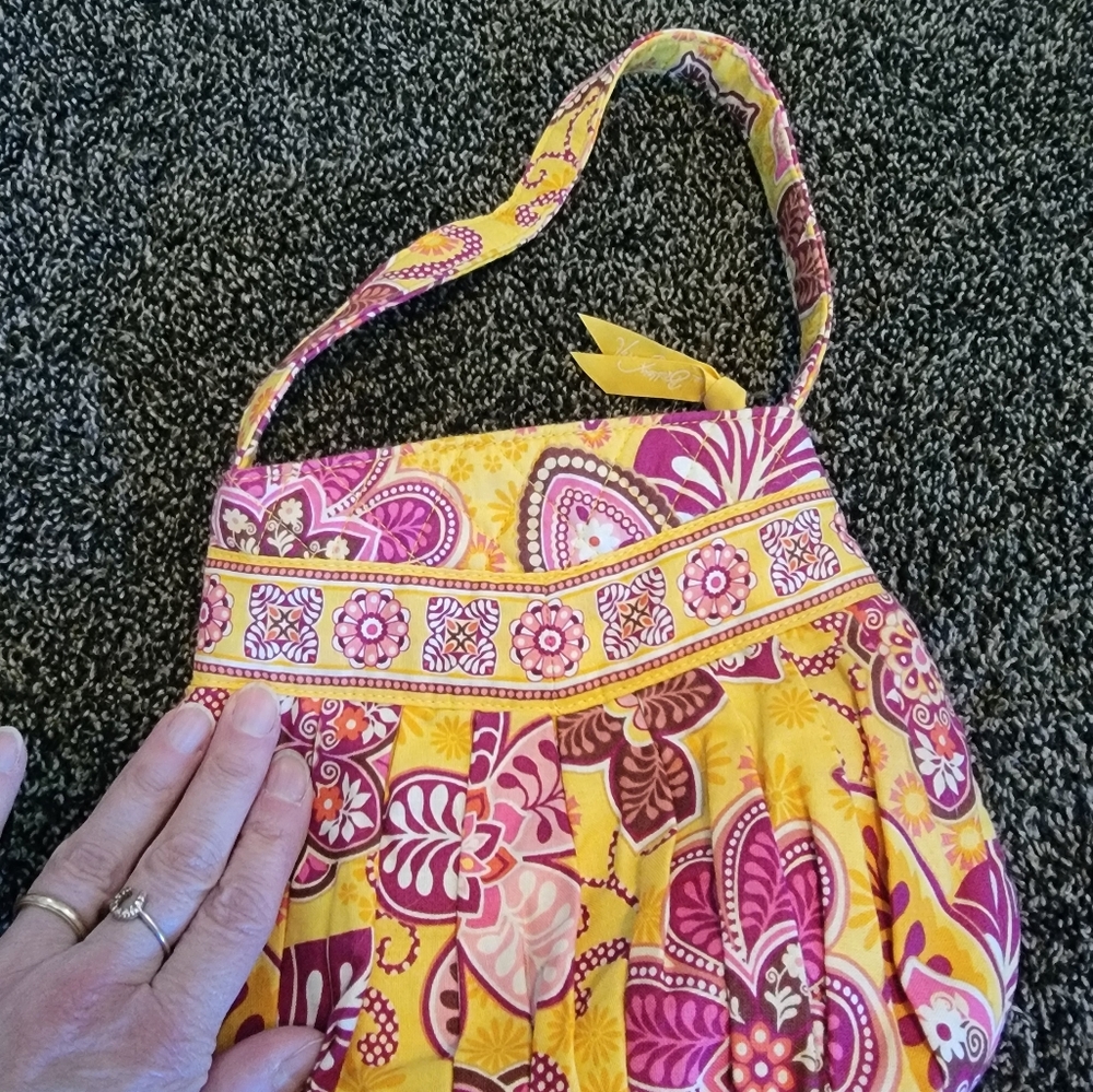 Vera Bradley Yellow and Pink Shoulder Bag with Floral Pattern